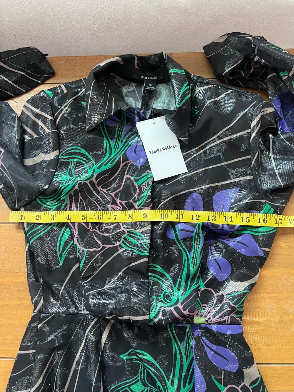Sabina Musayev Abby Mini Dress Black Floral Metallic Size XS New With Tags - Picture 12 of 17